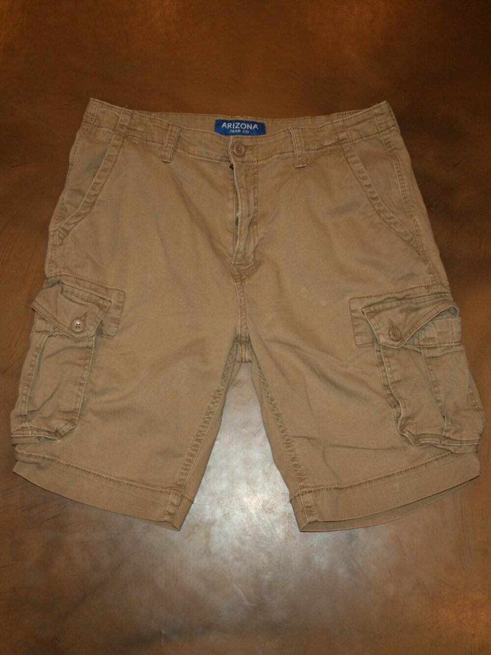 Arizona Jean Co Flex Classic Fit Cargo Shorts Brown Size 34 Stretch Mens